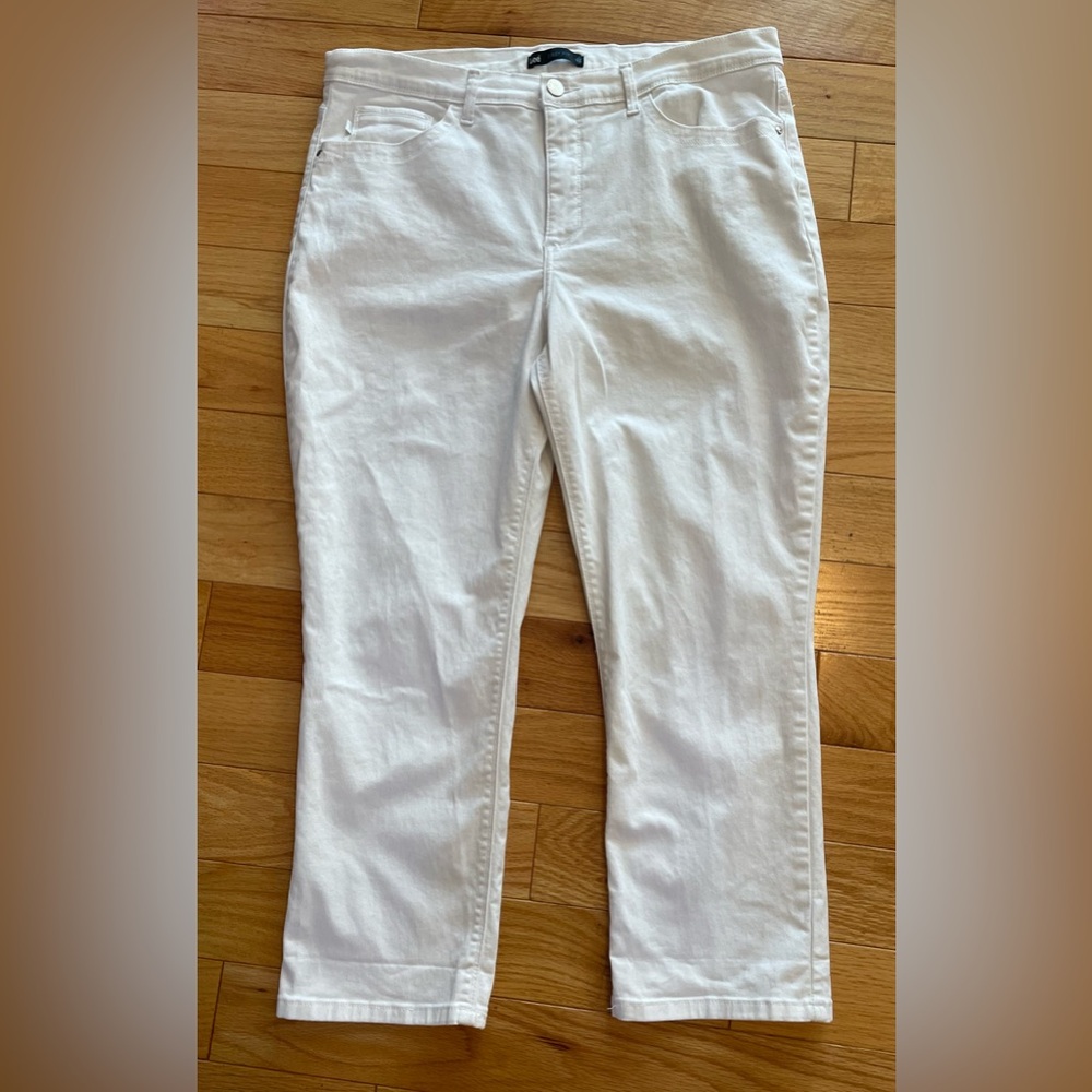 LEE EASY FIT WOMEN'S WHITE HIGH RISE STRETCH JEANS PANTS SIZE 16 M